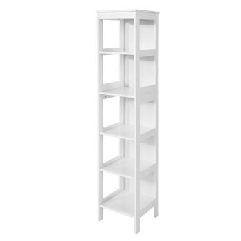Armario alto de baño con 5 estantes mdf blanco