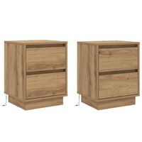 pack 2 uds mesita de noche  armario de noche  mesa de noche roble artesanal 39 x 345 x 50 cm