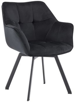 Silla de comedor con patas de metal y asiento de terciopelo negro