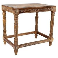 mesa de centro de madera pintado artesanal marron 48x33x46