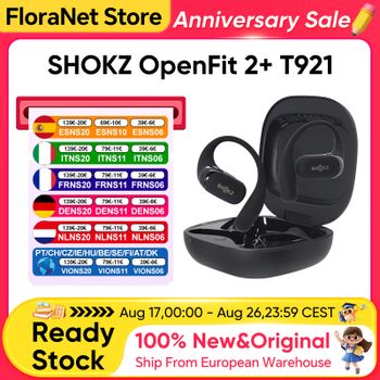 Auriculares abiertos Original SHOKZ OpenFit 2+ T921, con audio Dolby, Bluetooth 5.4 inalámbrico, diseño de gancho auricular, reducción de ruido AI y clasificación IP55