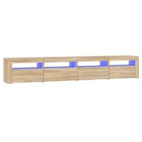 mueble de tv  mueble de salon  gabinete de tv con luces led roble sonoma 240x35x40 cm