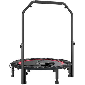 SPORTNOW Cama Elástica Plegable Ø102 cm con Mango Ajustable Marco de Acero para Entrenamiento Piernas Cuerpo Rojo y Negro
