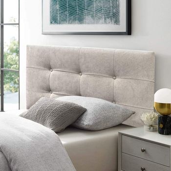 Cabecero Cama Texas Button Deluxe Largo Tapizado Tejido Antimanchas Beige 200x125cm