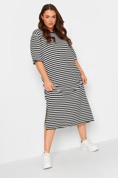 Yours Vestido Camiseta De Rayas Negras, Mujer Curvy Y Tallas Grandes, Yours