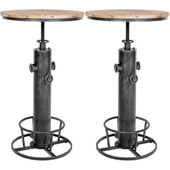 Juego De 2 Mesas De Bar Ruhr Metal Plateado Antiguo Ø 54 Cm Clp