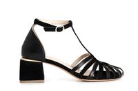 sandalias jaula de piel de talon cerrado black