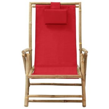 Silla De Relax | Silla De Relax | Silla De Relajación Reclinable De Bambú Y Tela Roja