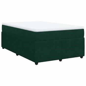 Cama Box Spring Con Colchón Terciopelo Verde Oscuro 120x190 Cm Vidaxl