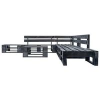 6 piezas set de muebles de jardin  sofa de exterior de palets madera negro