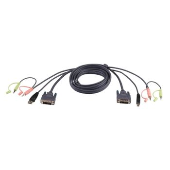 Cable KVM DVI-D ATEN 2xUSB 2x3.5mm Negro 1,8 m macho-macho