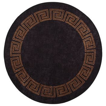 Alfombra Lavable Negro Y Dorado Ø 200 Cm Vidaxl