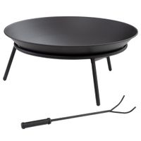 outsunny brasero de exterior para jardin pozo de fuego de metal con atizador para patio terraza o47x21 cm negro   aosom espana