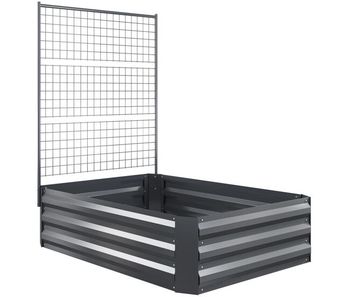 Outsunny jardinera exterior grande de acero galvanizado jardinera de exterior con celosía para plantas trepadoras y fondo abierto para patio terraza balcón 80x115x125 cm gris oscuro