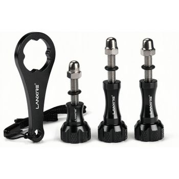 Lanxire Kit 3 Piezas Tornillo Mariposa Aluminio y Llave para GoPro Hero 5-13 Cámaras de Acción, Repuestos (Negro)