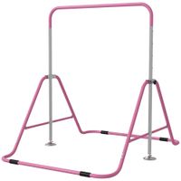 homcom barra de gimnasia artistica plegable altura ajustable equipo de gimnasia para entrenamiento en casa rosa