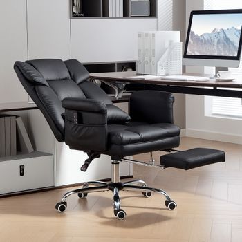 Silla De Oficina De Pu Acero Homcom 69x65x107-115 Cm Negro