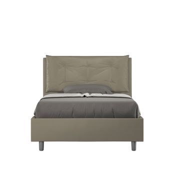 Cama Con Somier Acolchada 120x210 Cuero Sintético Capuchino Annalisa Large