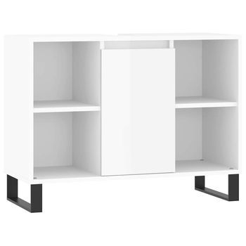 Mueble De Baño | Armario De Baño Madera De Ingeniería Blanco Brillo 80x33x60 Cm