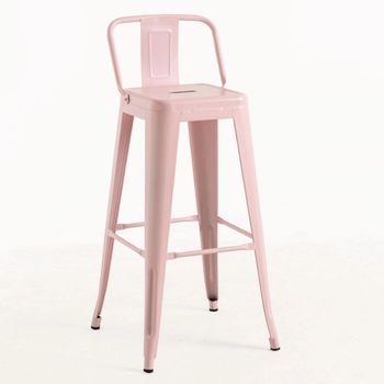 Dudeco Taburete Leeds Con Respaldo Rosa Claro