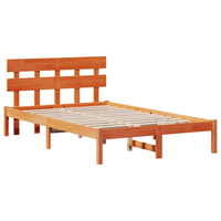 cama matrimonial  cama doble  estructura de cama con cabecera marron encerado 120x200 cm madera maciza de pino cfw30953
