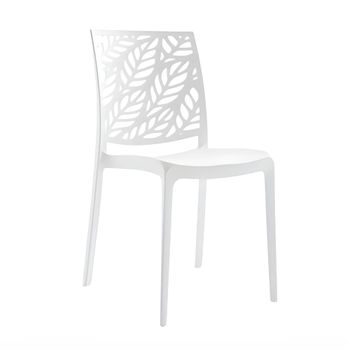 Conjunto de 6 sillas de resina para interior o exterior blancas