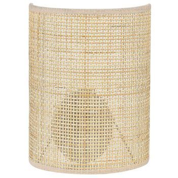 Lámpara De Pared De Ratán Natural 25 Cm Luz Sala De Estar Dormitorio Demitrie