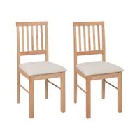 conjunto de 2 sillas de comedor tapizadas madera marron claro beige claro orono