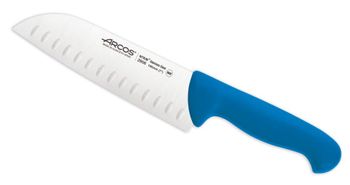 Cuchillo santoku con alveolos de acero inoxidable nitrum 180 mm azul