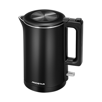 Aigostar Luster - Hervidor de agua de toque frío, 2200W, 1,8L de capacidad. Hervidor eléctrico de doble pared con protección contra la ebullición en seco y apagado automático. Libre de BPA. Negro