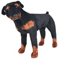 perro rottweiler de peluche de pie negro y marron xxl vidaxl
