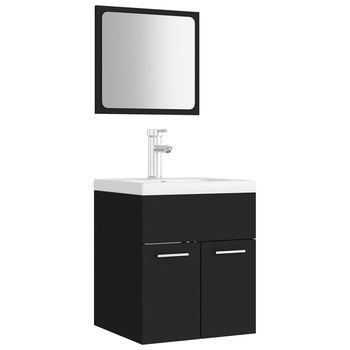 Juego De Muebles De Baño | Armario De Baño Madera De Ingeniería Negro