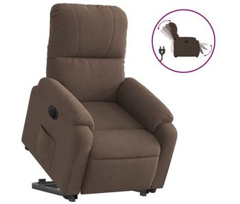 Vidaxl sillón eléctrico reclinable elevable tela microfibra marrón
