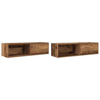 Muebles De Tv 2 Uds | Mueble De Salón | Mesa De Tv 100x31x25,5 Cm Madera Ingeniería Envejecida