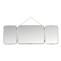 espejo de barbero triptico de pared de metal acabado plata - l114 cm