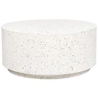 mesa de centro mgo fibra de vidrio tapa redonda resistente a uv manchas oxido agua viento blanco con efecto terrazo trezzo
