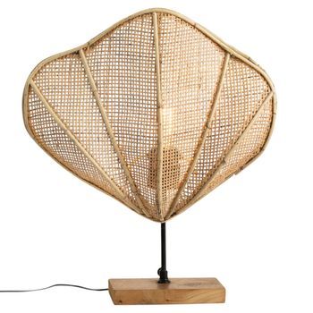 Lampara Mesa Concha Rattan Sop Metal