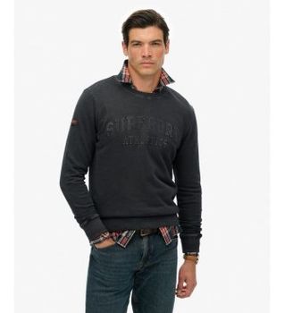 Superdry para hombre. M2014392A Sudadera Athletic Emboss negro (XL), Casual, Algodón
