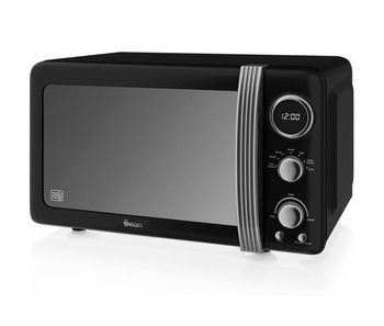 Swan sm22030lbneu retro microondas digital 20l, 5 niveles de potencia, función descongelación temporizador 60 min, 800, negro