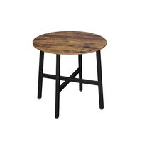 mesa de cocina redonda marron vintage negro