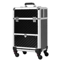 homcom maletin de maquillaje profesional con cajon maleta de maquillaje con ruedas para viaje trabajo 34x25x62 cm negro   aosom espana