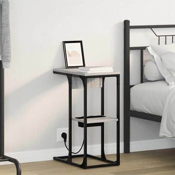 Armario De Noche - Dormitorio - Madera De Ingeniería Y Acero - Gris Sonoma (41.5x26x60.5cm)
