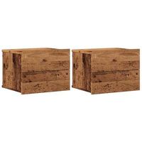 mesitas de noche de pared 2 uds madera envejecida 40x32x30 cm vidaxl