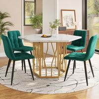 conjunto de mesa y 4 sillas - comedor - mdf y acero - dorado y verde 1155x100x75cm