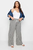 yours curve white stripe wide leg linen look trousers mujer curvy y tallas grandes yours