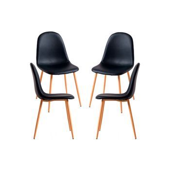 Pack 4 Sillas Teok Polipiel De Polipiel 84*39*42 Cm - Negro