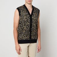 fred perry leopard cotton-blend jacquard vest - m
