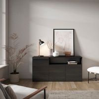 aparador efecto madera negro 150x35x75cm