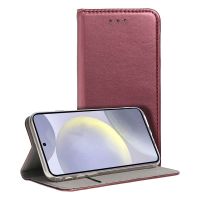 cool funda flip cover tipo libro liso borgona para samsung galaxy s24  s25