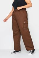 yours pantalon ancho marron bolsillos cargo mujer curvy y tallas grandes yours